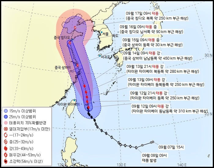 태풍 무이파 경로